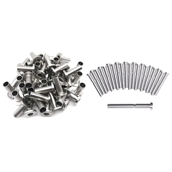 

55pcs Stainless Steel Protector Sleeves for 1/8 Inch Cable & 20 Pcs Receiver and Swage Stud End for 3/16 Inch Cable