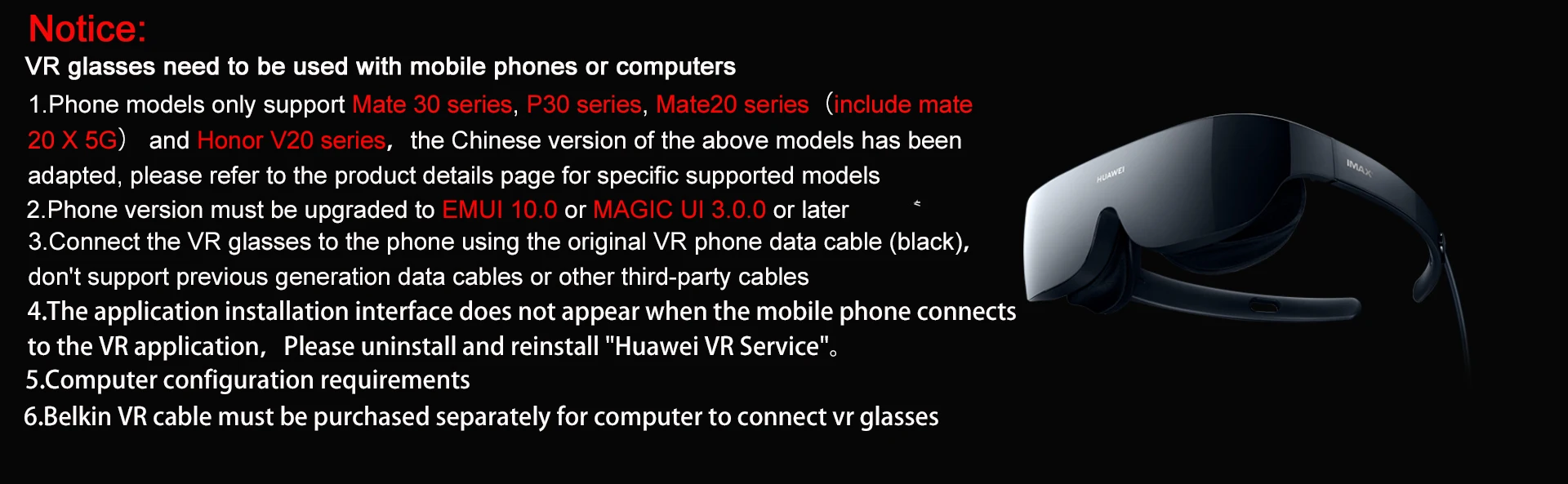 HUAWEI VR Glass CV10 IMAX Giant Screen Experience Support Mobile Screen Projection