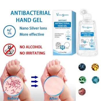 

2pc Hand Sanitizer Gel Nano Silver Ion Disinfection Gel Antibacterial Personal Hygiene Cleaning Supplies kills 99.99% germs