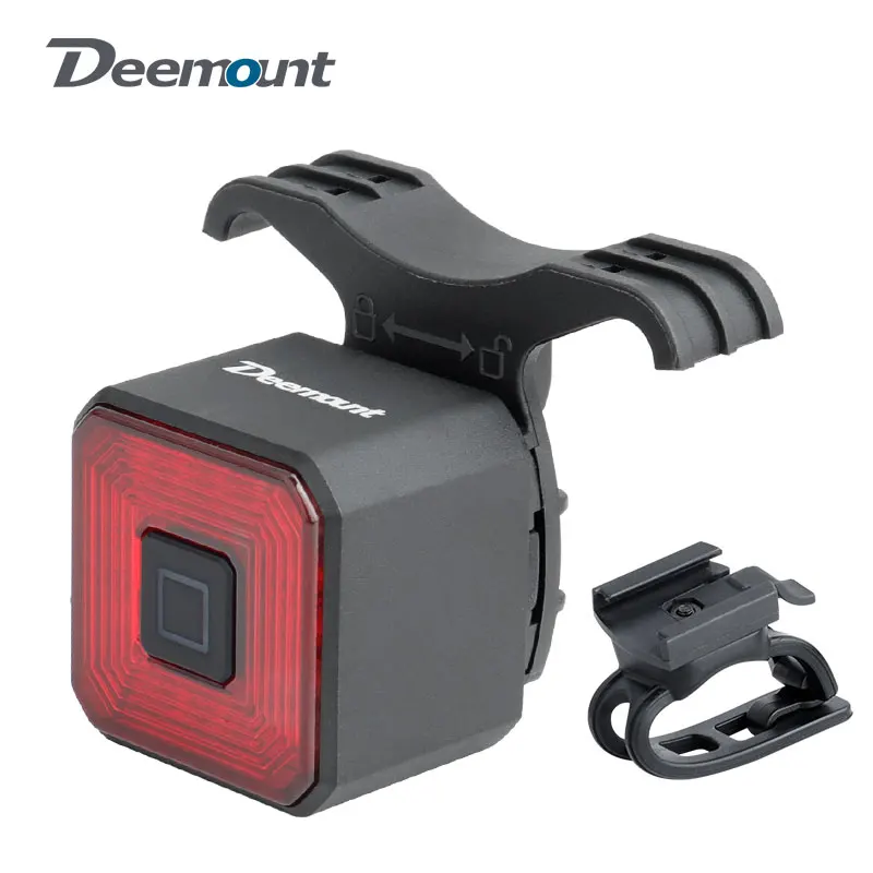 Deemount USB Rechargeable Bicycle Brake Light Rear Warning Lantern LED Bike Tail Lamp Acceorries Smart Manual Cycling Taillight