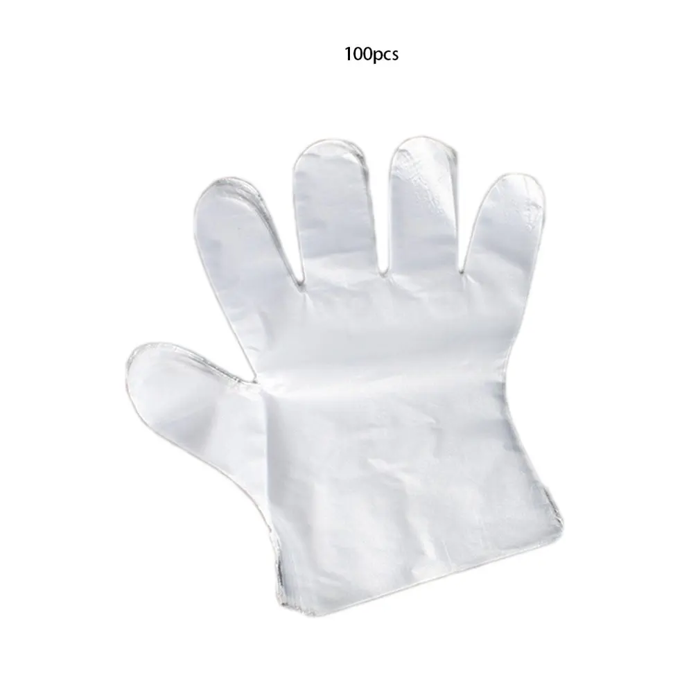 Толстые одноразовые перчатки прозрачные для уборки хлебобулочных изделий безопасная для здоровья PE Экологически чистая пленка 100 шт пластиковые перчатки