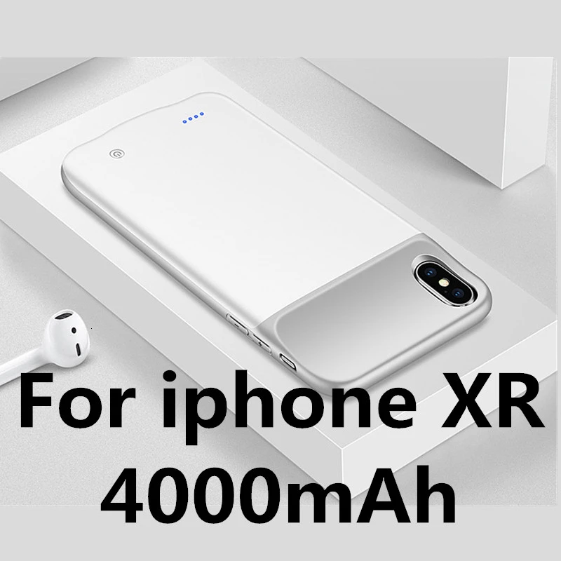 Ультратонкий 4000 мАч чехол для зарядного устройства для iphone X/XS XR XS Max чехол для зарядного устройства для iphone 7 8 Plus 6s 6 Plus Capa - Цвет: White For XR
