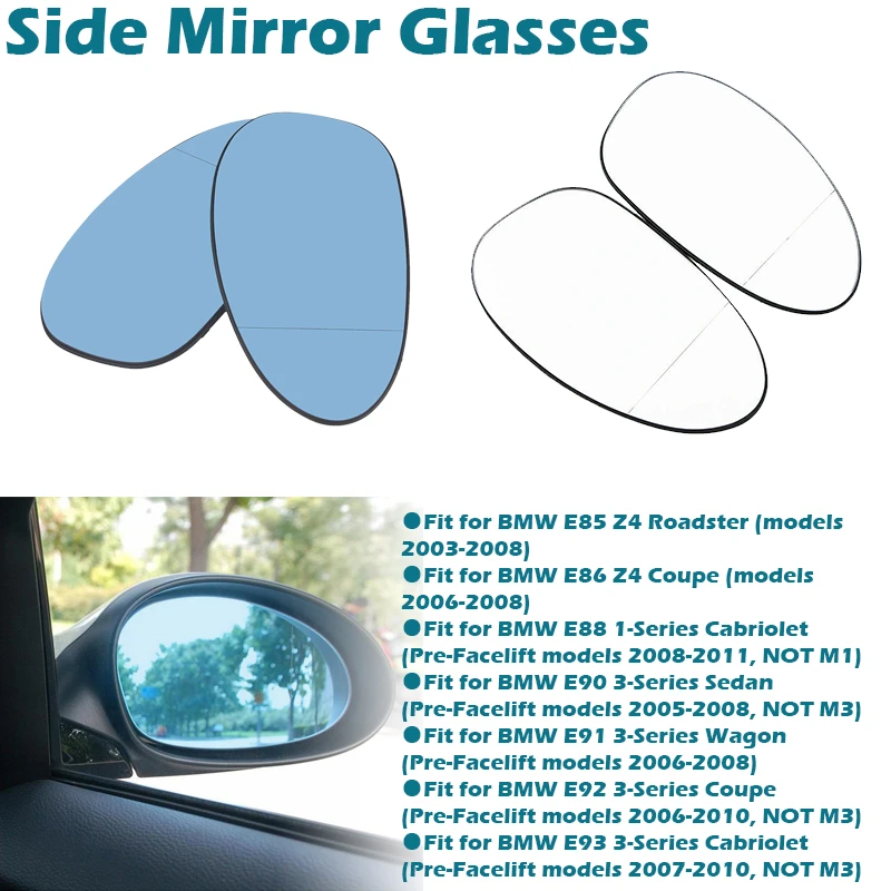 Side Rearview Mirror Glass Heater Anti-fog Defrosting Door Wing Mirror Sheet For BMW  E92 E91 E93 E90 E87 E88 E82 E81 jeep tj fender flares