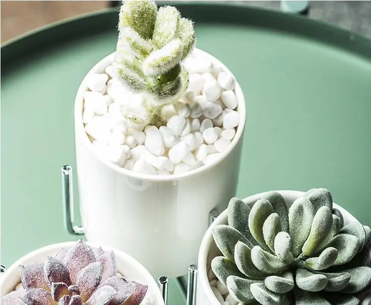 Керамический цветочный горшок в скандинавском стиле, железный каркас, держатель для растений, Зеленый цветочный горшок, украшение для офиса