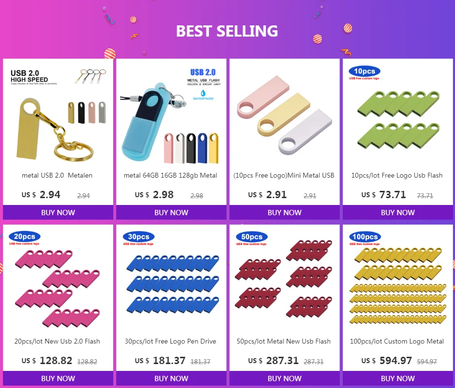 20pcs/lot Real Capacity Metal Waterproof USB 4gb 8GB 16gb 32GB 64gb Flash Drive Memory Stick for Fashion Gifts Logo Customized best pen drive 64gb