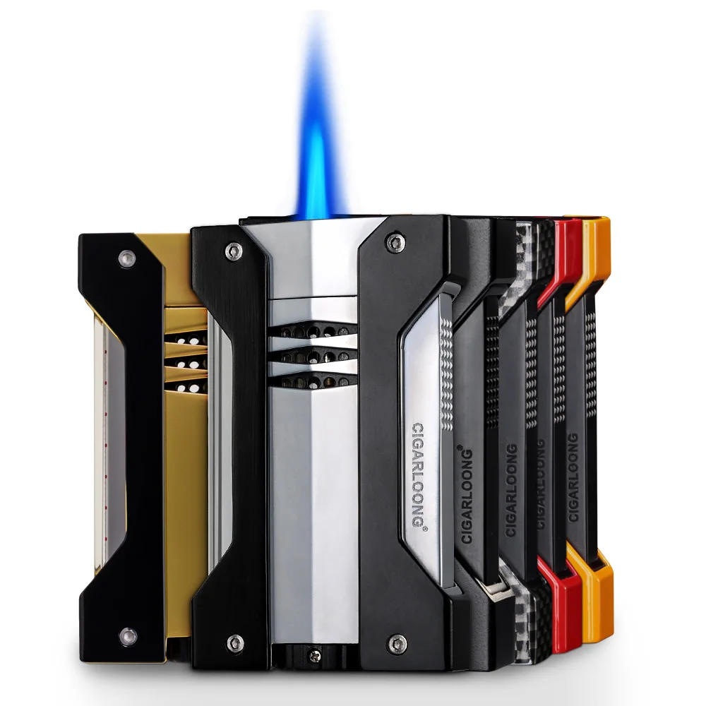 Cigar Lighter 6 Colors Optional Portable Metal Torch Jet Flame Cigarette Lighter Gas Butane CL-1051 butane gas lighter cigarette lighter