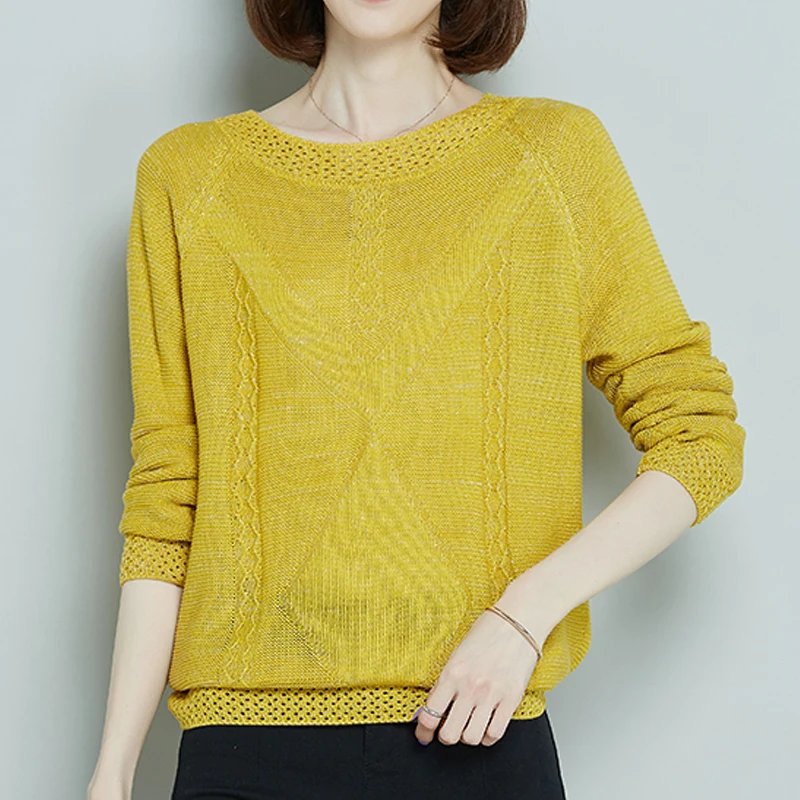 

Sweaters Fashion 2019 Autumn New Women's Loose knitted Sweater solid Color Pullover Woman Sweaters Tops Winter clothes 930i6