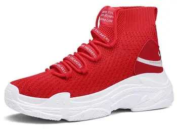 

Unisex Athletic Shoes Breathable Lightweight Lace Up Shoes Men Comfortable Thick-soled Non-slipSock Shoes Male Zapatos Hombre