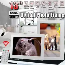 HD цифровой светодиодный фоторамка 13 ''1080 P изображение MP4 видеоплеер часы календарь с посылка подарок для дисплея с пультом дистанционного управления