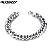 Тонкий полированный мужской браслет из нержавеющей стали в стиле хип-хоп, подарки для мужчин, мужские панцирные кубинские звенья, цепочка на руку, браслеты