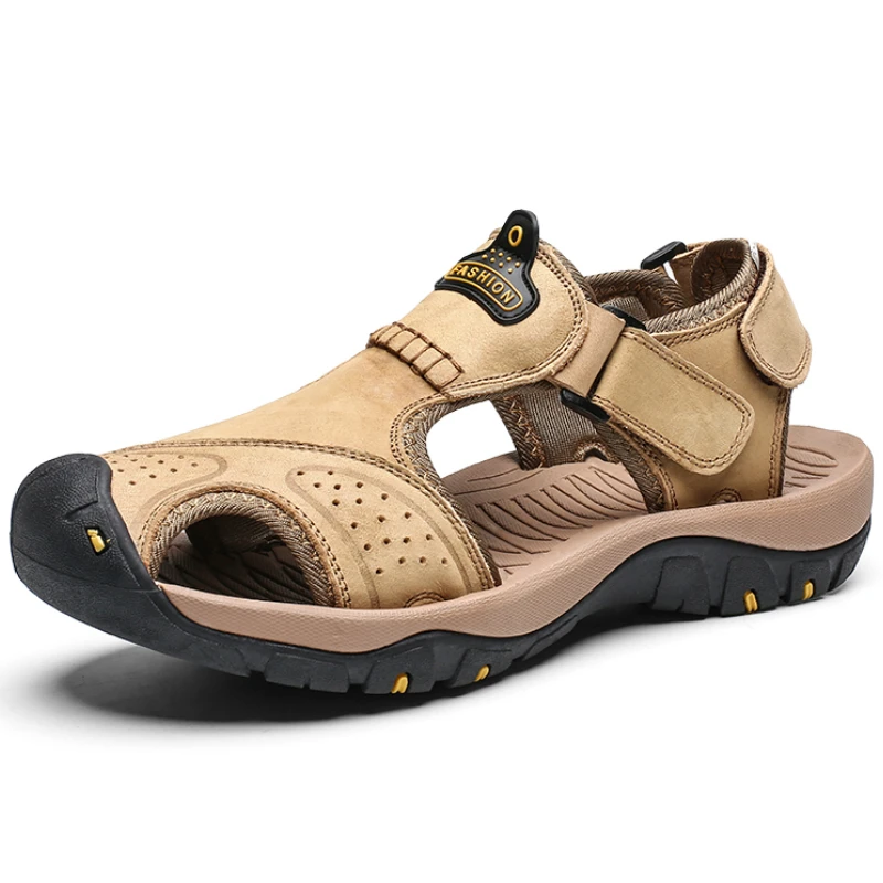 Classic Summer Men Sandals Genuine Leather Male Outdoor Beach Slippers Roman Design Comfortable Breathable Mens Beach Sandals