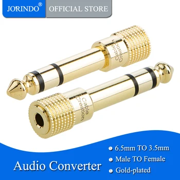 

JORINDO 6.35mm Stereo Plug to 3.5mm Stereo Jack Adaptor, 6.35mm Male to 3.5mm Female, Gold Plated