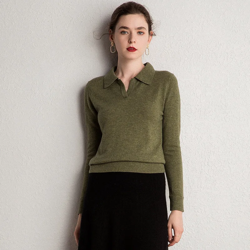 Women Turn-down collar Sweaters 100% Pure Cashmere Knitting Jumpers Winter New Fashion 4Colors Ladies Soft Pullovers Women Turn-down collar Sweaters 100% Pure Cashmere Knitting Jumpers Winter New Fashion 4Colors Ladies Soft Pullovers