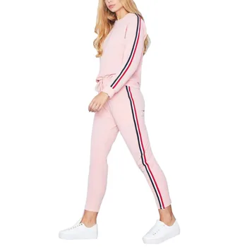 

Plus Size New Fashion Women's Autumn Solid Color Tracksuit Women Pullover 2-Piece Set T-shirts+Slim Pants Leisure Suits