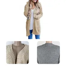 

Stylish Women Coat Ultra Soft Overcoat Pockets Warm Knitting Cardigan Jacket Fluffy Jacket Sweater Cardigan