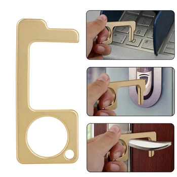 

In Stock 1pcs EDC Door Opener Press Elevator Tool Antimicrobial Alloy Portable Door Handle Key Non-Tact Hand Tool Decor Keychain