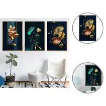 

Fabric Useful Modern Lotus Leaf Blooming Art Picture Rectangle Wall Art Pictures Eye-catching for Shop