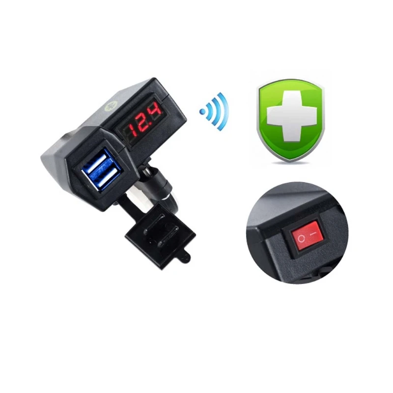  Wasserdicht 12V Motorrad Dual Port USB Ladegerät LED Voltmeter Mit GPS Positionierung