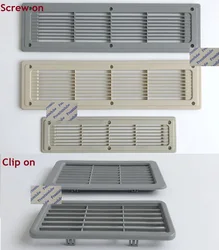 2Pcs/Lot Clip Screw On Beige Grey Rectangle Plastic Air Vent Grille Cabinet RV Caravan