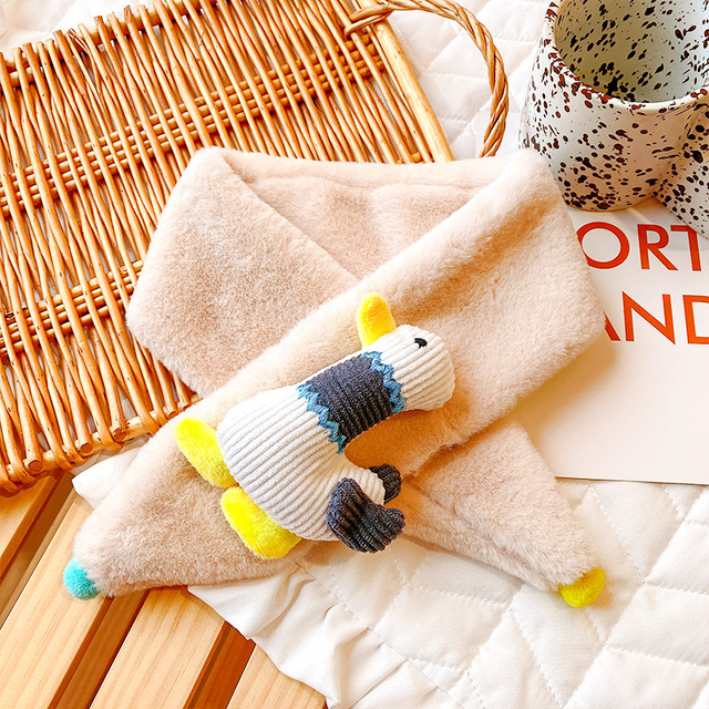 Children Cute Scarf Furry Duckling Cartoon Scarf White Neck Guard Imitation Rabbit Fur Boy Girl Outdoor Windproof Scarf Kid