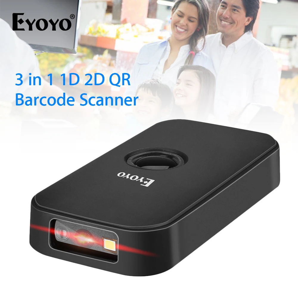 Eyoyo Barcode Scanner Wireless 1D 2D QR 3-in-1 Bluetooth 2.4G Handheld Lesegerät 