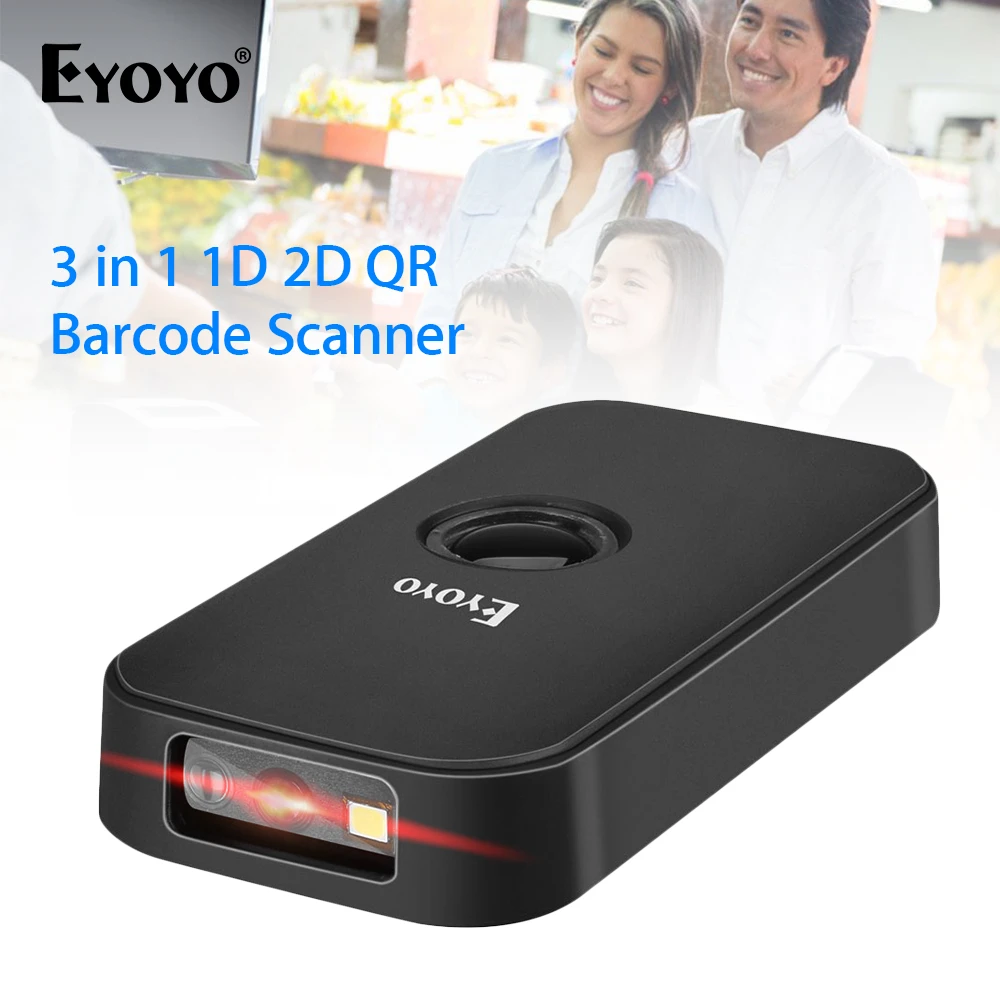 Eyoyo EY-009 Mini 1D/2D QR Barcode Scanner 2.4G Wireless&Bluetooth Bar Code Reader Portable 1D QR Image Scanner for IOS Android pdf document scanner