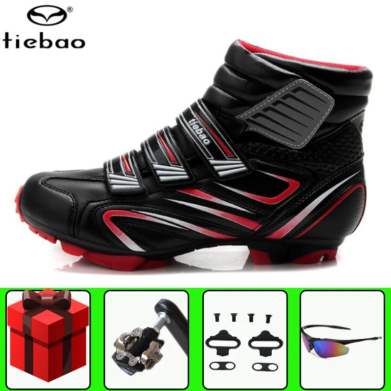 add all TIEBAO Sapatilha Ciclismo MTB Зимняя велосипедная обувь SPD набор педалей велосипед MTB дышащий самоблокирующийся езда велосипед MTB - Цвет: add all