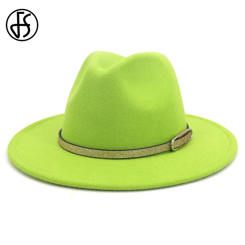 FS модная женская и мужская белая шерстяная фетровая шляпа с широкими полями