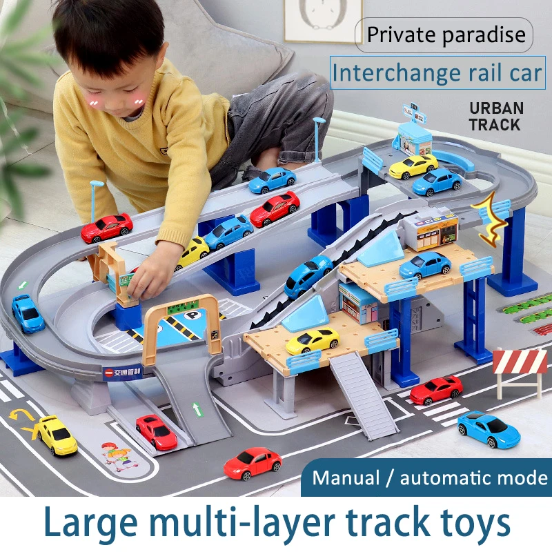 

Children's City Highway Lnterchange Rail Car Parking Lot Toy Set Large Multilayer DIY Assembled Vehicle Garage Track Railway Toy