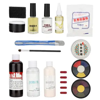 

Face Paint Professional Halloween Spatula Fake Blood Scar Wound Wax Remover FX Makeup Drama Wax Effects Tool Set Halloween Party