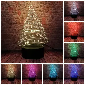 

Christmas Tree Flash Model 3D Nightlight LED 7 Colors Changing Light Light-up Toys Xmas Party Decor