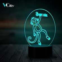 VCity обезьяна 3D Визуальный 7 цветов сенсорный пульт дистанционного ночник животное прозрачный акриловый светильник иллюзия Лампа освещение Детские Cifts