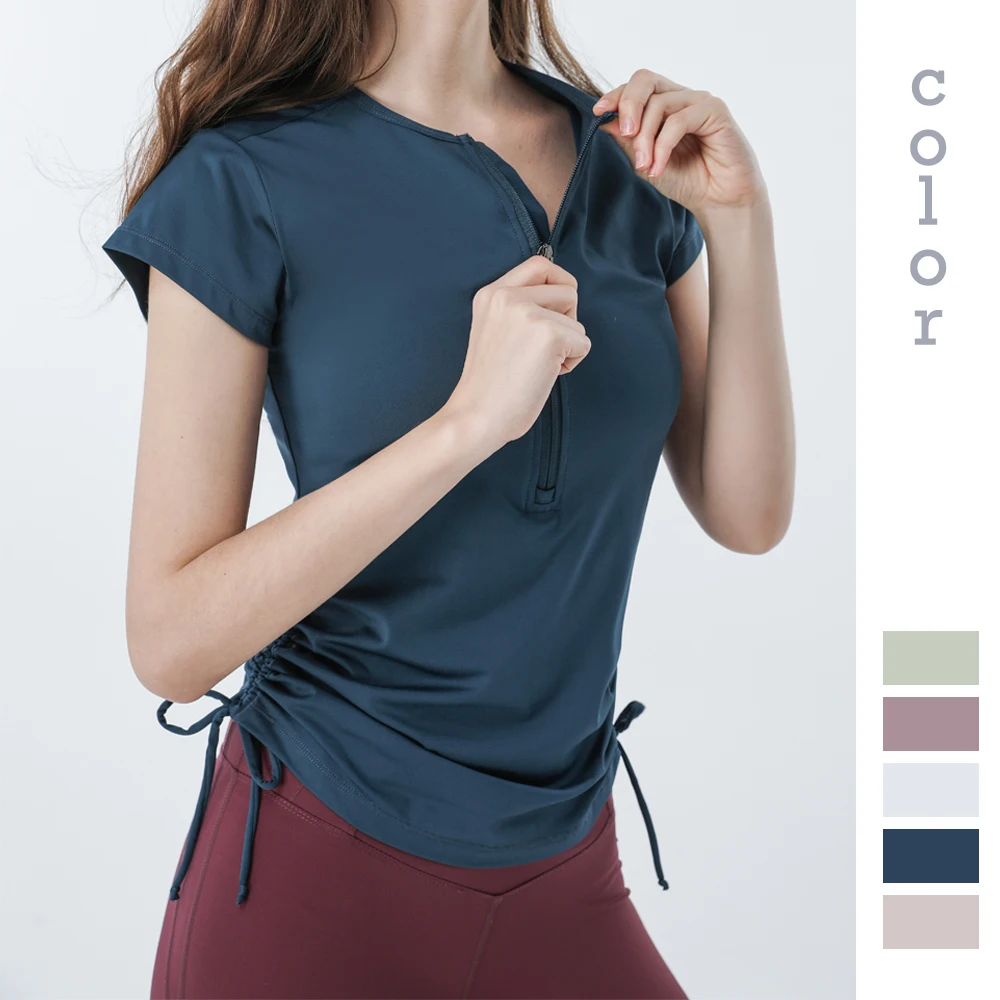 

Moonglade Yoga Clothes New Drawstring Short-sleeved T-shirt Slim Quick-drying Running Fitness Clothes Sportswear Women