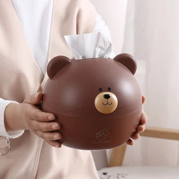 

Cute Plastic Bear Tissue Box with Cover Paper Towel Box Household Napkin Holder Simple 2 Color Home Kitchen Organizer supplies