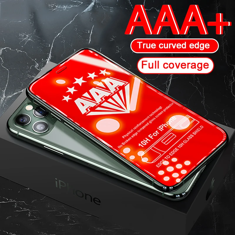 AAA + Защитное стекло для iPhone 11 Pro X XS MAX полное покрытие Max XR защита экрана закаленное