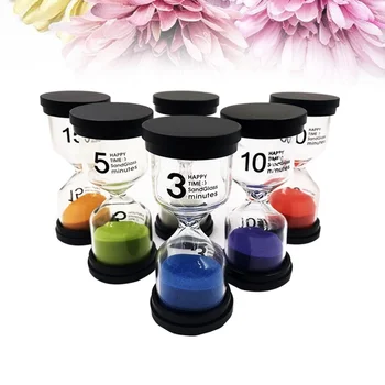 

6 Pcs Sandglass Set Creative 1/3/5/10/15/30 Minutes Compact Sand Clock Decoration Plastic Sandglass Party Decor Kids Gift
