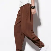 Повседневные шаровары, Мужские штаны для бега, мужские брюки для фитнеса, мужские традиционные, одежда из хлопка, размера плюс, свободные шаровары