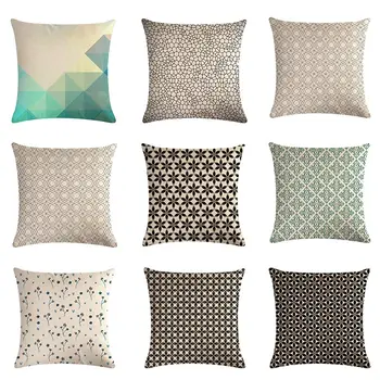 

Geometry Cushion Cover Pillowcase 45X45cm Cotton Linen Black And White Throw Pillow Cover Home DecorSofa Colorful Pillowcase