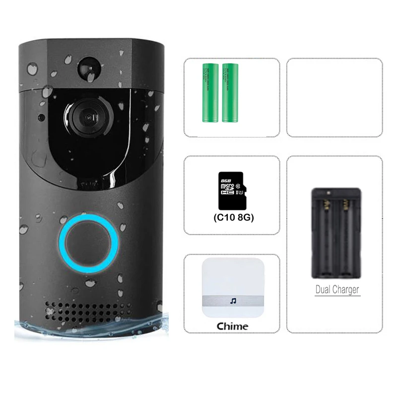 Option 4 B30 720p wifi дверной звонок Водонепроницаемый умный видео дверной звонок wifi телефон пульт дистанционного управления беспроводной домофон PIR ИК камера ночного видения - Цвет: Option 4