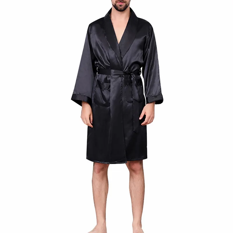 

MJARTORIA 2020 Black Gold Men Sexy Silk Rayon Kimono Bathrobe Gown Chinese Style Male Robe Nightgown Sleepwear Plus Size M-5XL