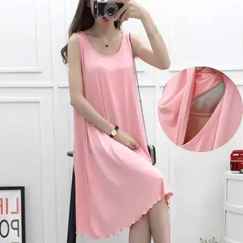 

Maternity Clothing 2020 Women Casual Loose O Neck Nursing Nightie Knee-length Pregnant Breastfeeding Dress Vestidos