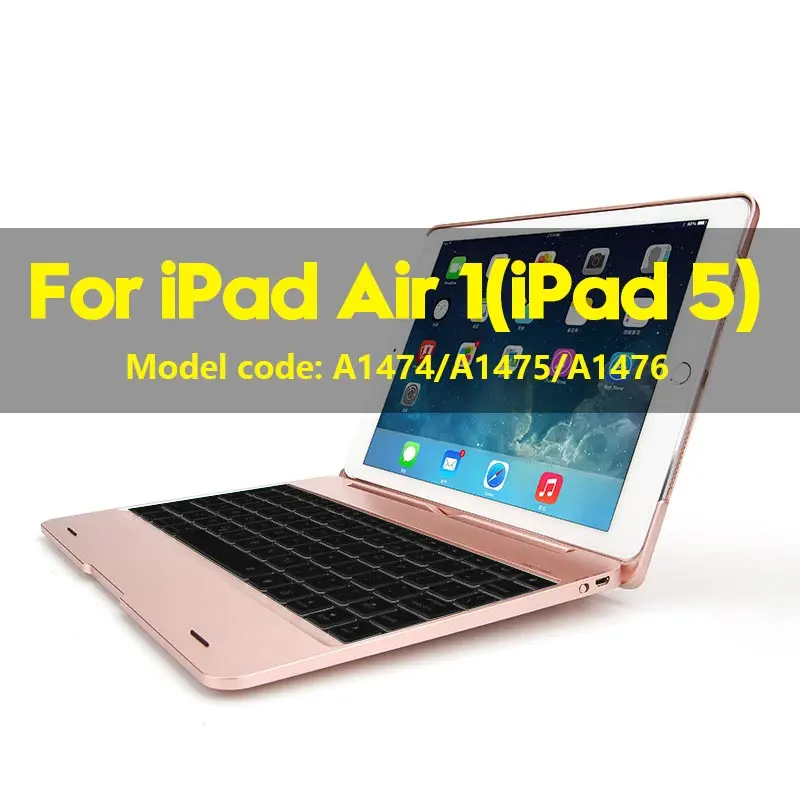 Rose gold Smart Keyboard чехол для iPad Air 1 Air 2 9,7 дюймов с 7 цветов светодиодной подсветкой Беспроводной Bluetooth клавиатура чехол для 9," iPad 5 6 - Цвет: Rose gold