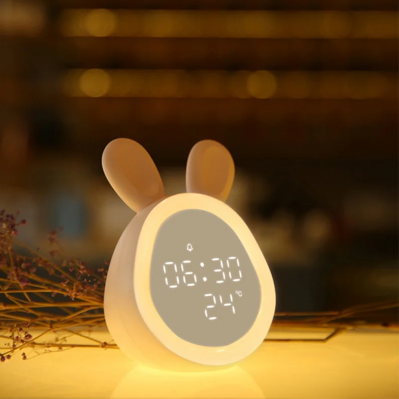 LED Alarm Clock Bedside Desk Clock LED Night Light Adjustable Brightness Multi-Function Digital Display Rechargeable Home Decor