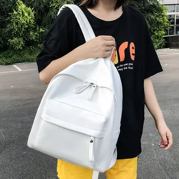 

Quality High Capacity Backpacks For Women 2020 Solid Color Pu Leather Back Pack Teens Girls School Bags Back To School Backpack