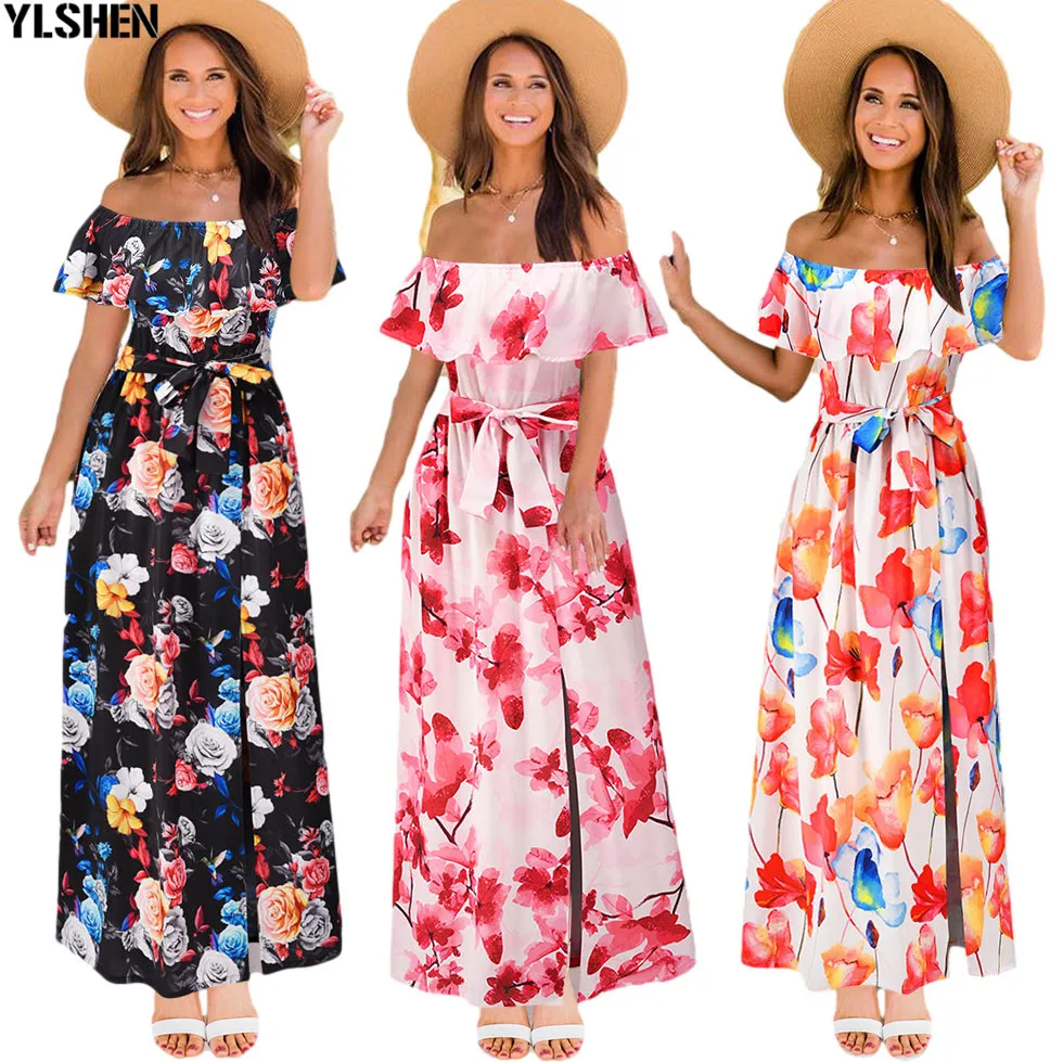 

African Print Boubou Robe Africain Femme 2021 Dashiki Clothes Plus Size Women Dress Off Shoulder Ankara Dresses Girl Party Dress