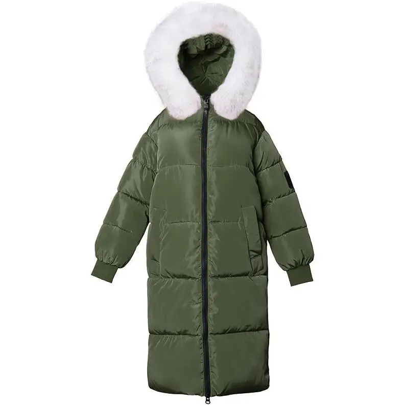 ArmyGreen 2 Зимняя женская куртка с искусственным мехом Новинка Удлиненное пальто женская зимняя женская парка теплая зимняя куртка с капюшоном Женская Плюс Размер 7XL - Цвет: ArmyGreen 2