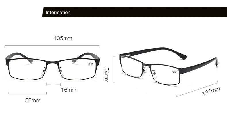 VCKA сплава очки для чтения Для мужчин высокое качество Бизнес очки при дальнозоркости, по рецепту очки+ 1,0 1,5 2,0 2,5 3,0 3,5 4,0
