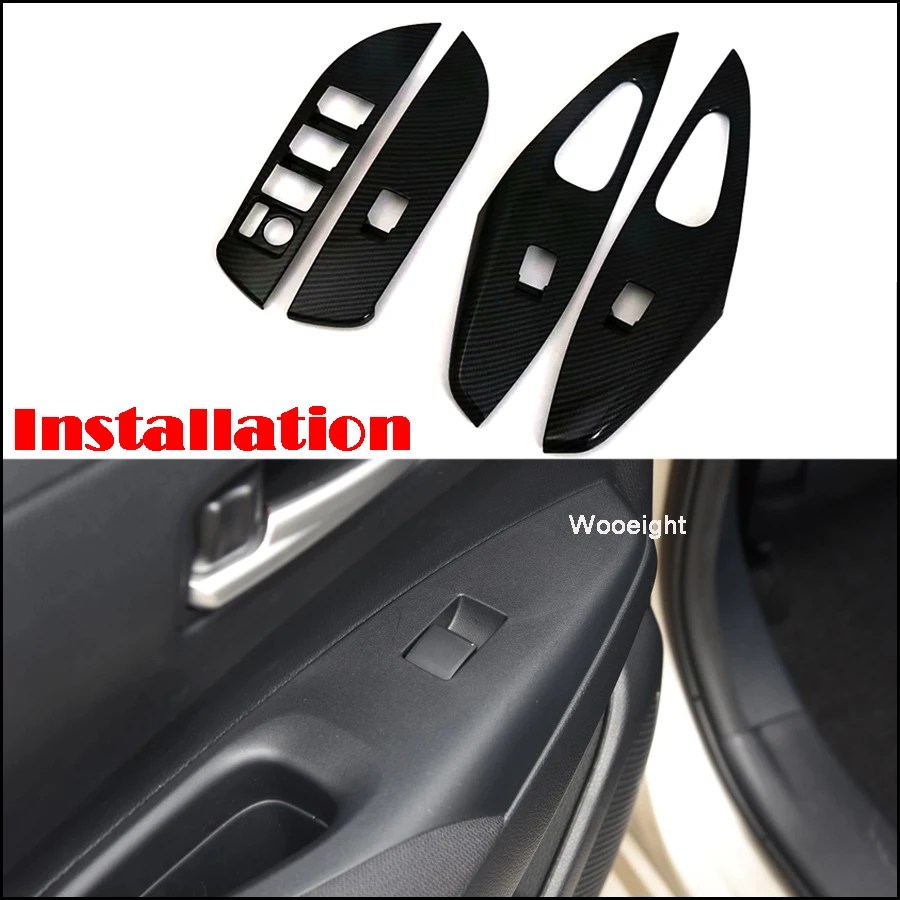 

Wooeight 4Pcs Carbon Fiber Window Lift Switch Button Inside Door Handle Panel Frame Trim Cover Fit for Toyota Corolla 2019