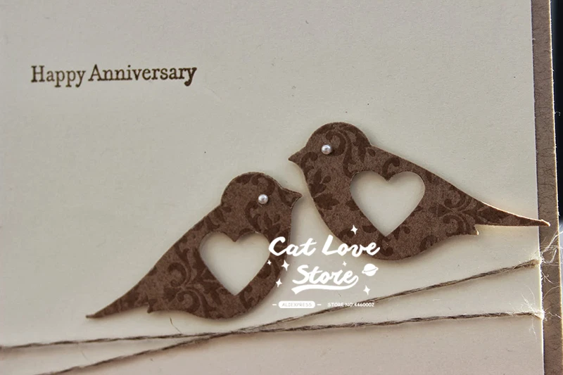 러브 버드 금속 절단 다이, 스크랩북 스텐실 DIY 장식 공예 엠보싱 다이 컷 카드 2019 년 새로운 다이 만들기, 2 개