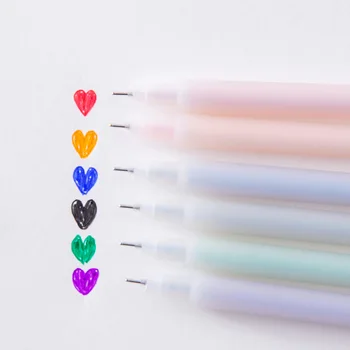 

Brief Style Transparent Frosted Watercolor Pen Student Stationery Neutral Pen Hand Pen 0.5mm 6 Colors Optional Office Use New